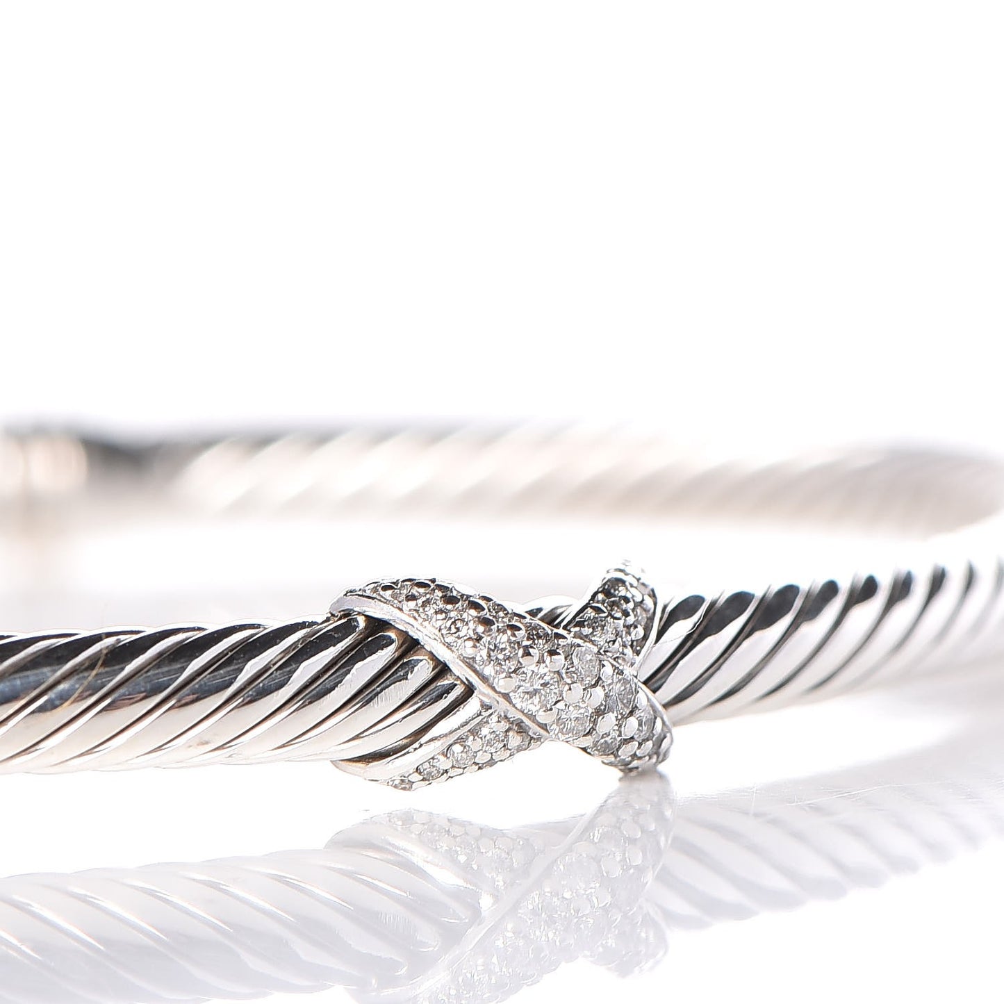 Sterling Silver Diamond 4mm X Cable Bracelet