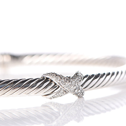 David Yurman Sterling Silver Diamond 4mm X Cable Bracelet 6 of 6