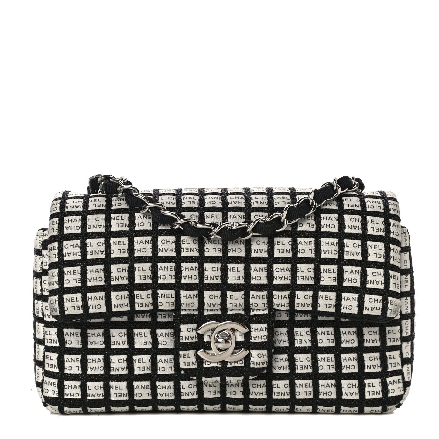 Ribbon Tweed Small Single Flap Black White