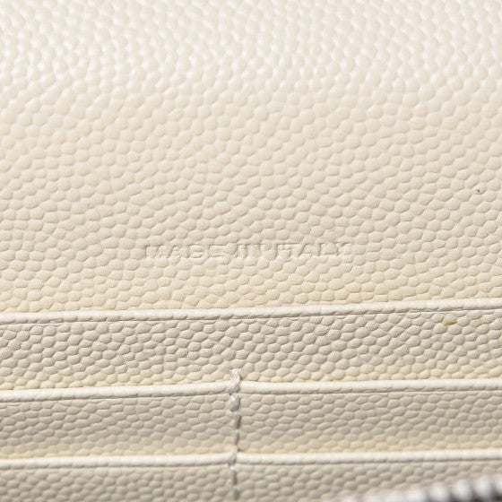 Saint Laurent Grain De Poudre Matelasse Chevron Monogram Envelope Chain Wallet Dove White 7 of 21
