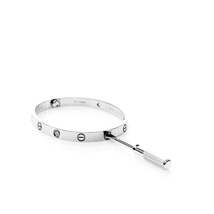 Cartier 18K White Gold 4 Diamond LOVE Bracelet 17 3 of 8