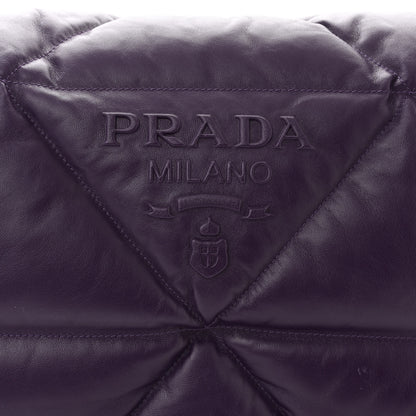 Prada Nappa Soft Padded Logo Embossed Triangle Quilted Shoulder Bag Viola 8 of 12
