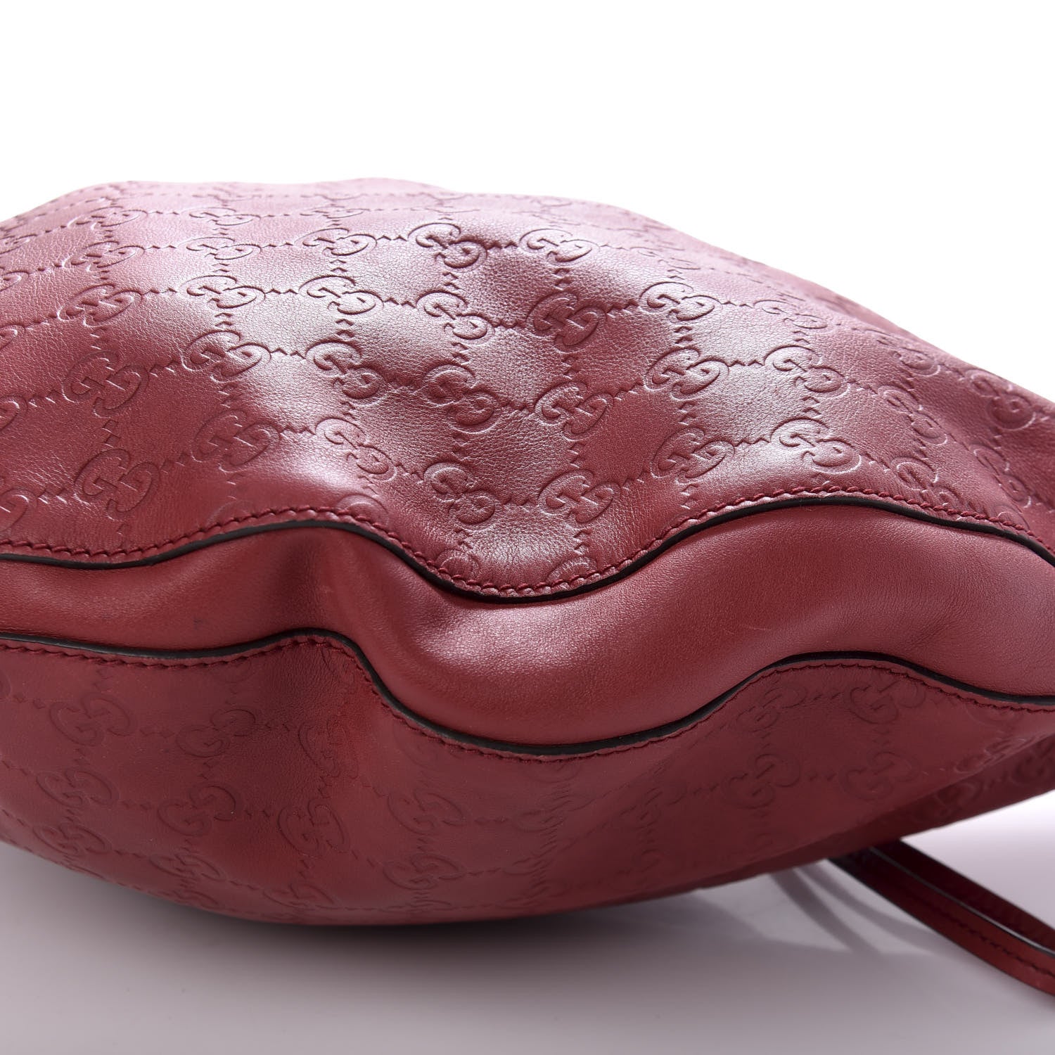 Gucci Guccissima Half Moon Bamboo Ring Hobo Red 7 of 11