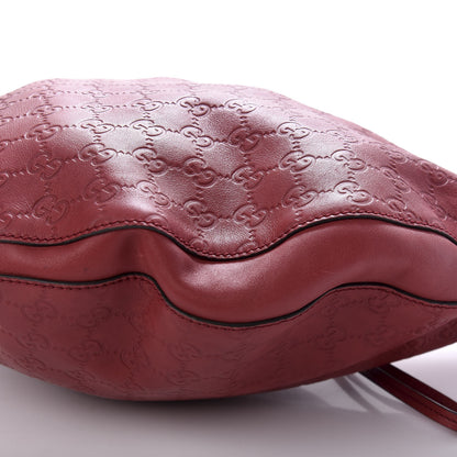 Gucci Guccissima Half Moon Bamboo Ring Hobo Red 7 of 11