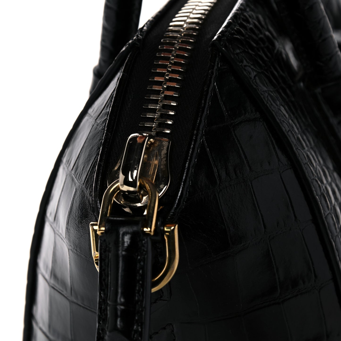 Calfskin Crocodile Embossed Small Antigona Black