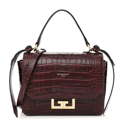 Givenchy Calfskin Crocodile Embossed Eden Mini Top Handle Burgundy 1 of 12