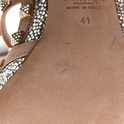 Valentino Garavani Crystal Embellished Rockstud Ankle Strap 100mm Pumps 41 Silver Rose Canalle 14 of 14