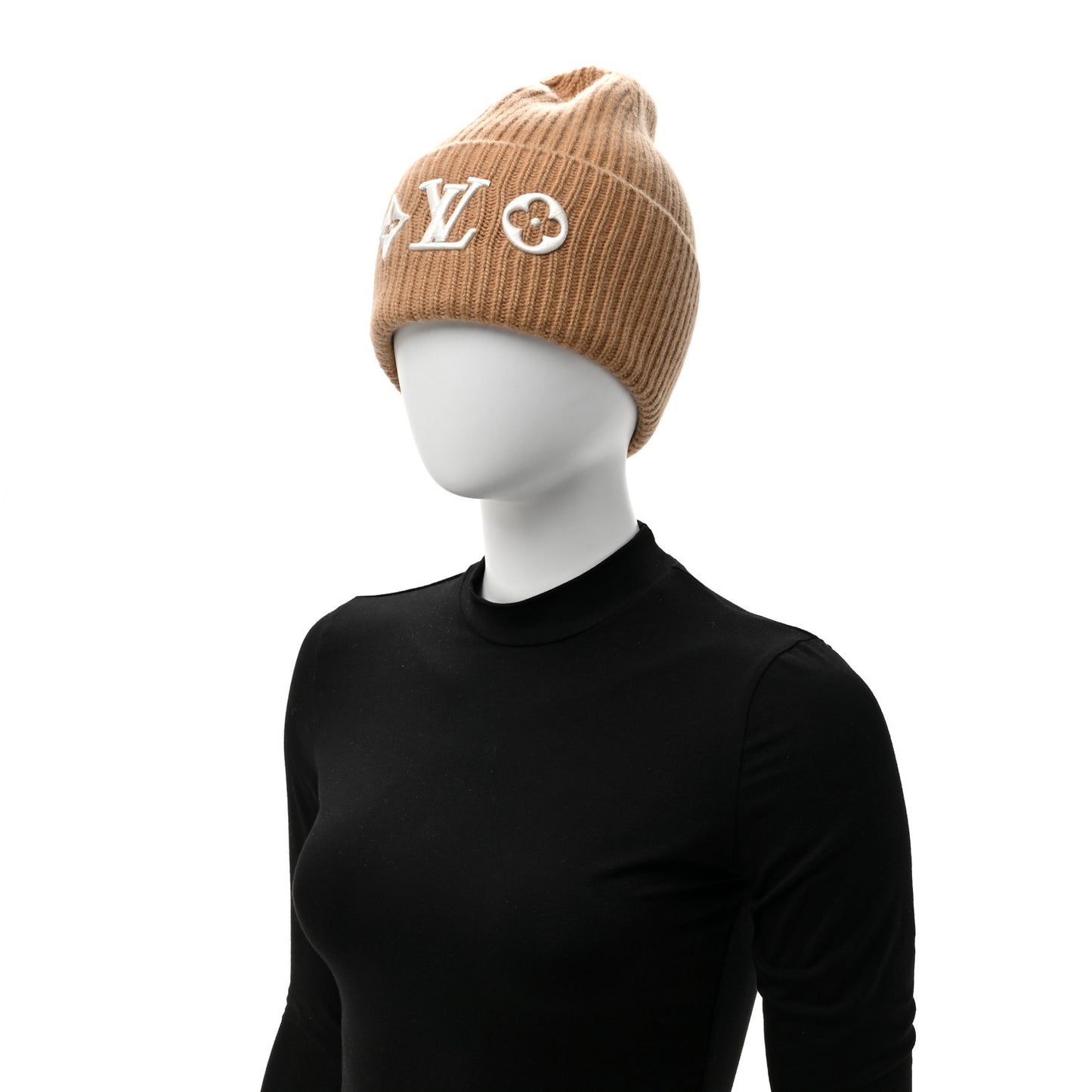Wool Monogram LV Headline Beanie Hat Camel