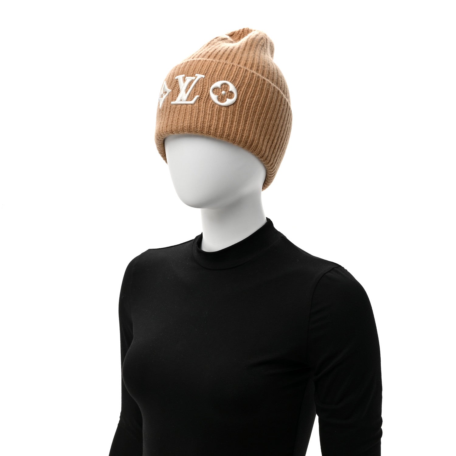 Louis Vuitton Wool Monogram LV Headline Beanie Hat Camel 2 of 5
