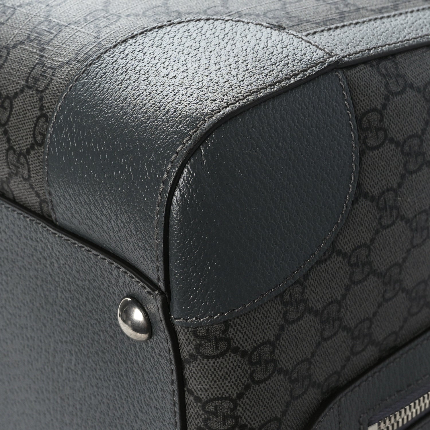 Gucci GG Supreme Monogram Textured Dollar Calfskin Large Savoy Duffle Bag Grey Black Graphite Grey 8 of 10