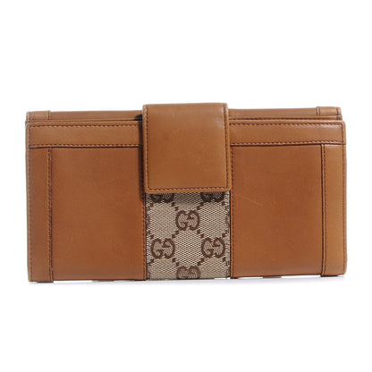 Gucci Leather Monogram Web Continental Wallet Tan 1 of 7