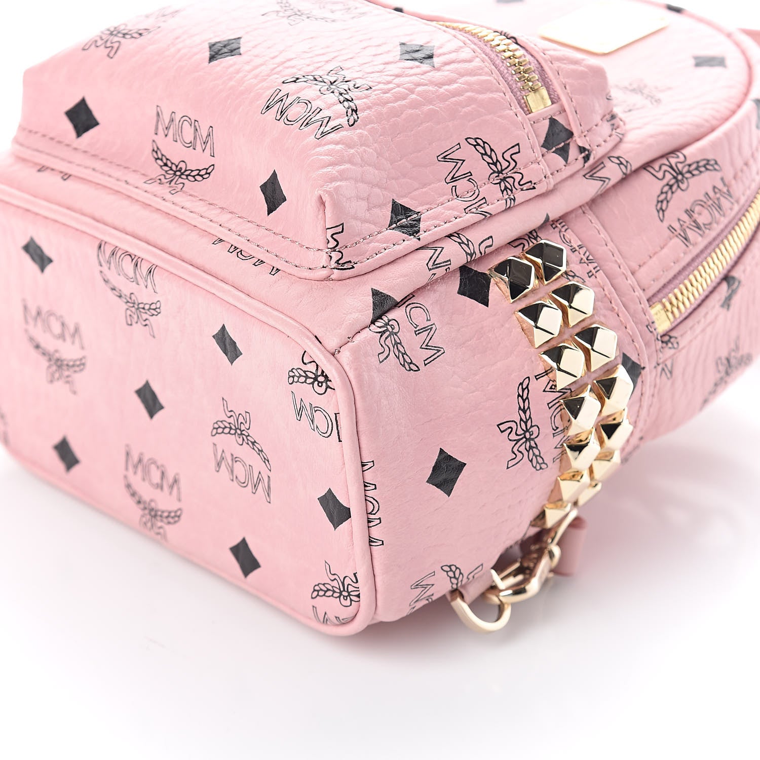 MCM Visetos Side Stud X-Mini Stark Bebe Boo Backpack Soft Pink 9 of 9