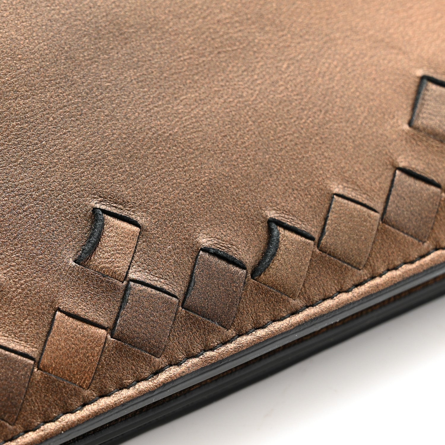 Bottega Veneta Metallic Nappa Intrecciato Continental Wallet on Chain Dark Copper 13 of 14