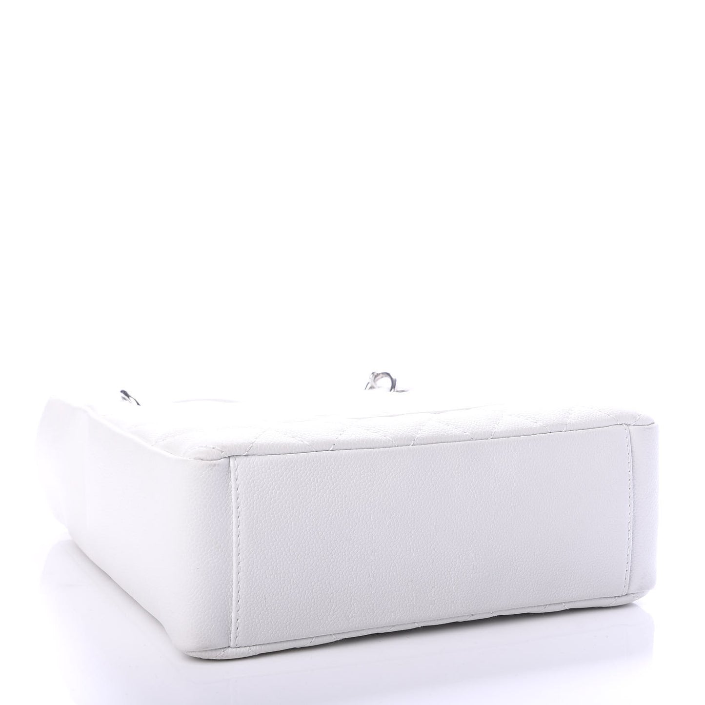 Caviar Quilted Petit Shopping Tote PST White