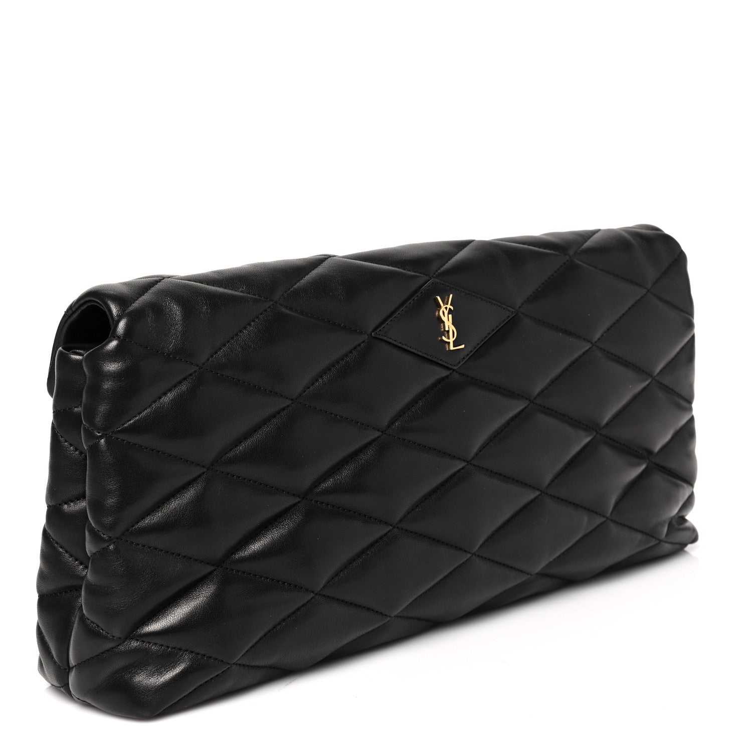 Saint Laurent Lambskin Quilted Sade Puffer Envelope Clutch Black 4 of 9