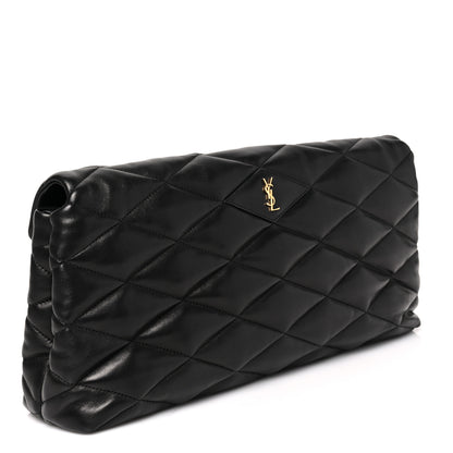Saint Laurent Lambskin Quilted Sade Puffer Envelope Clutch Black 4 of 9