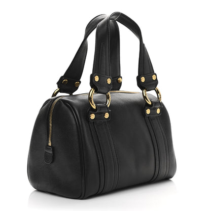 MCM Grained Calfskin Studded Boston Bag Black 3 of 12