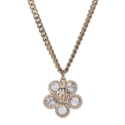 Chanel Crystal CC Flower Pendant Necklace Gold 4 of 7