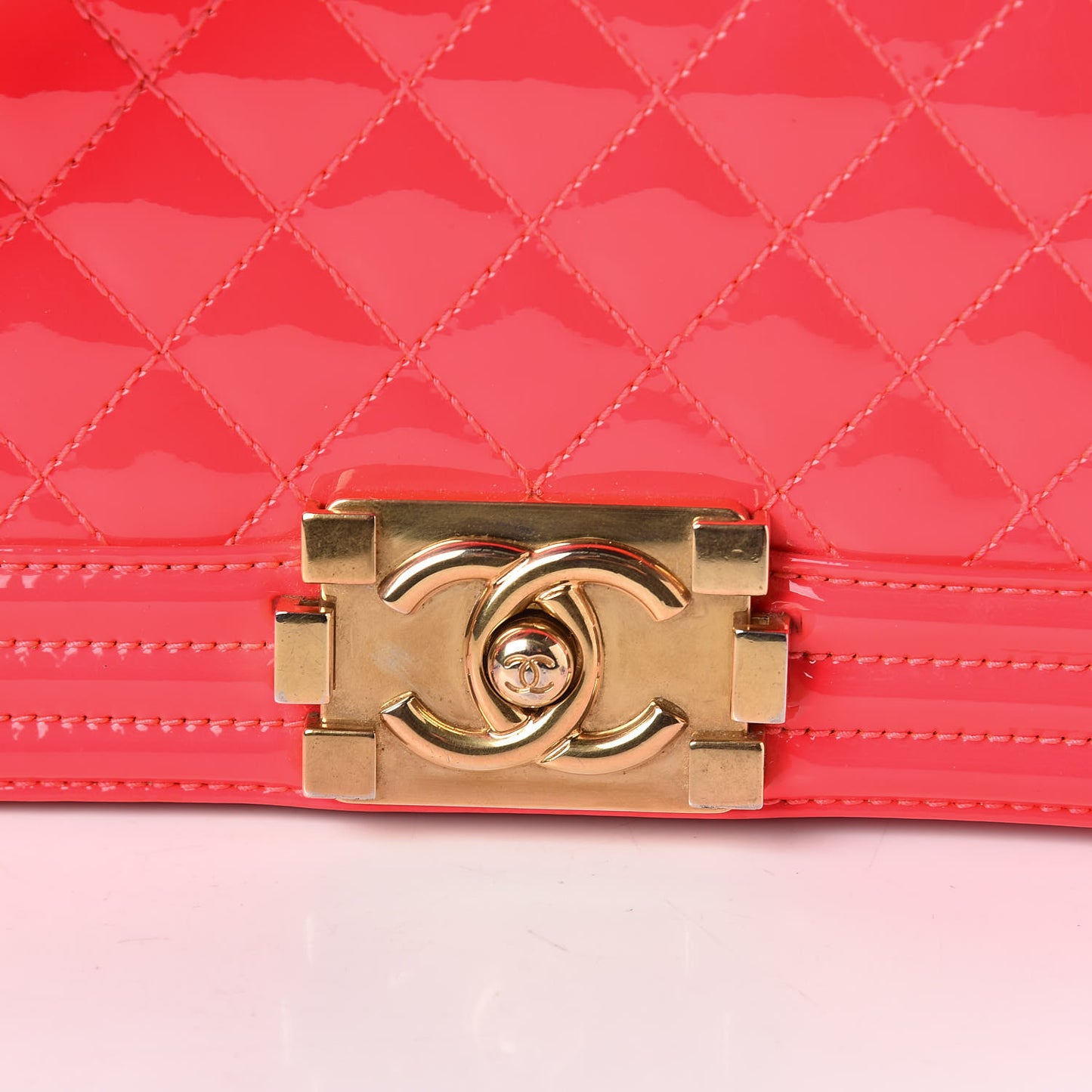 Patent Calfskin Quilted Small Boy Flap Pink
