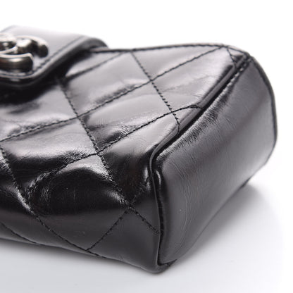 Chanel Glazed Calfskin Quilted Mini Phone Holder Clutch Black 10 of 10
