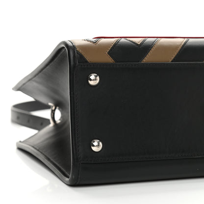 Fendi Vitello Century F is Fendi FF Diagonal Inlay Small Runaway Satchel Fango Black Fragola 9 of 10