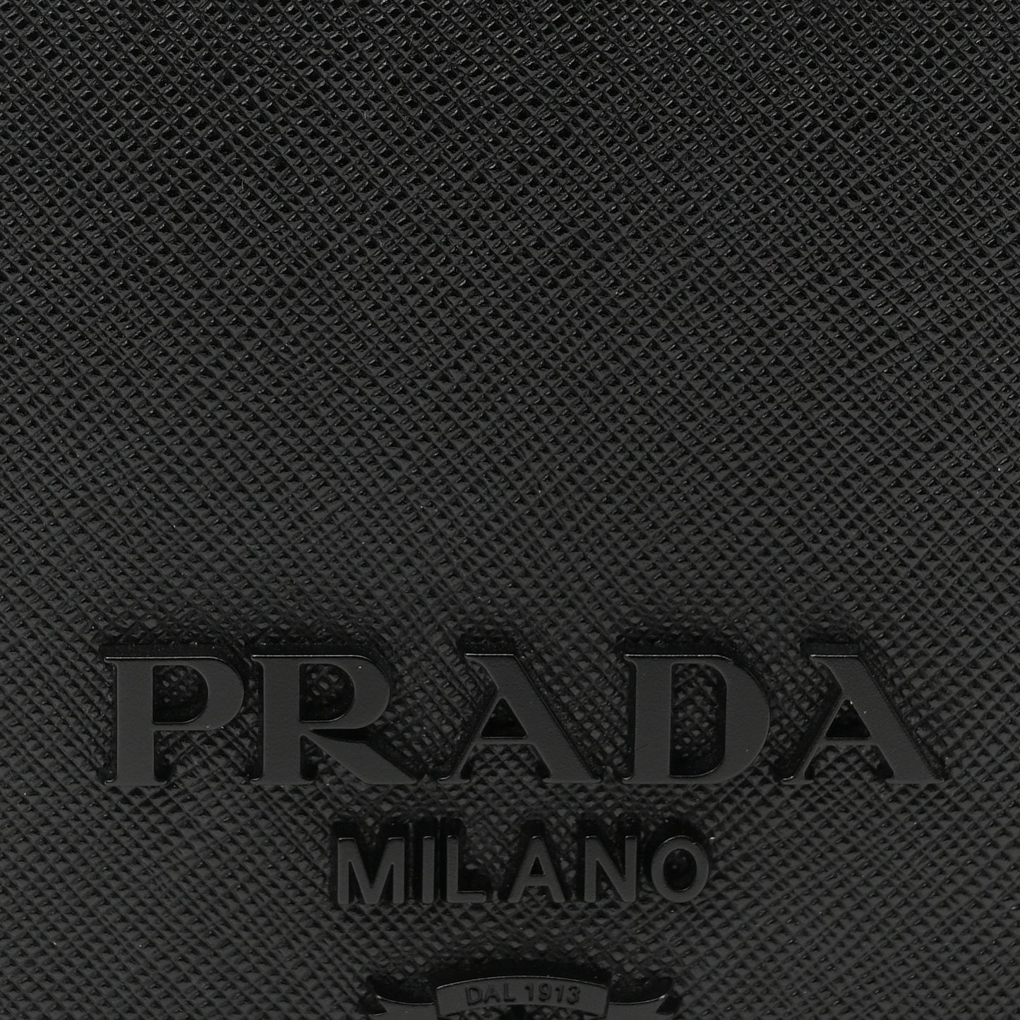 Saffiano Lux Monochrome Chain Wallet Black