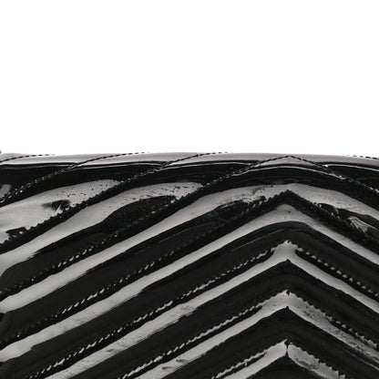 Saint Laurent Patent Matelasse Chevron Monogram Chain Wallet Black 17 of 18