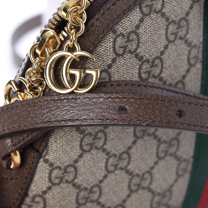Gucci GG Supreme Monogram Textured Dollar Calfskin Web Small Ophidia Dome Shoulder Bag Beige Ebony New Acero 8 of 9