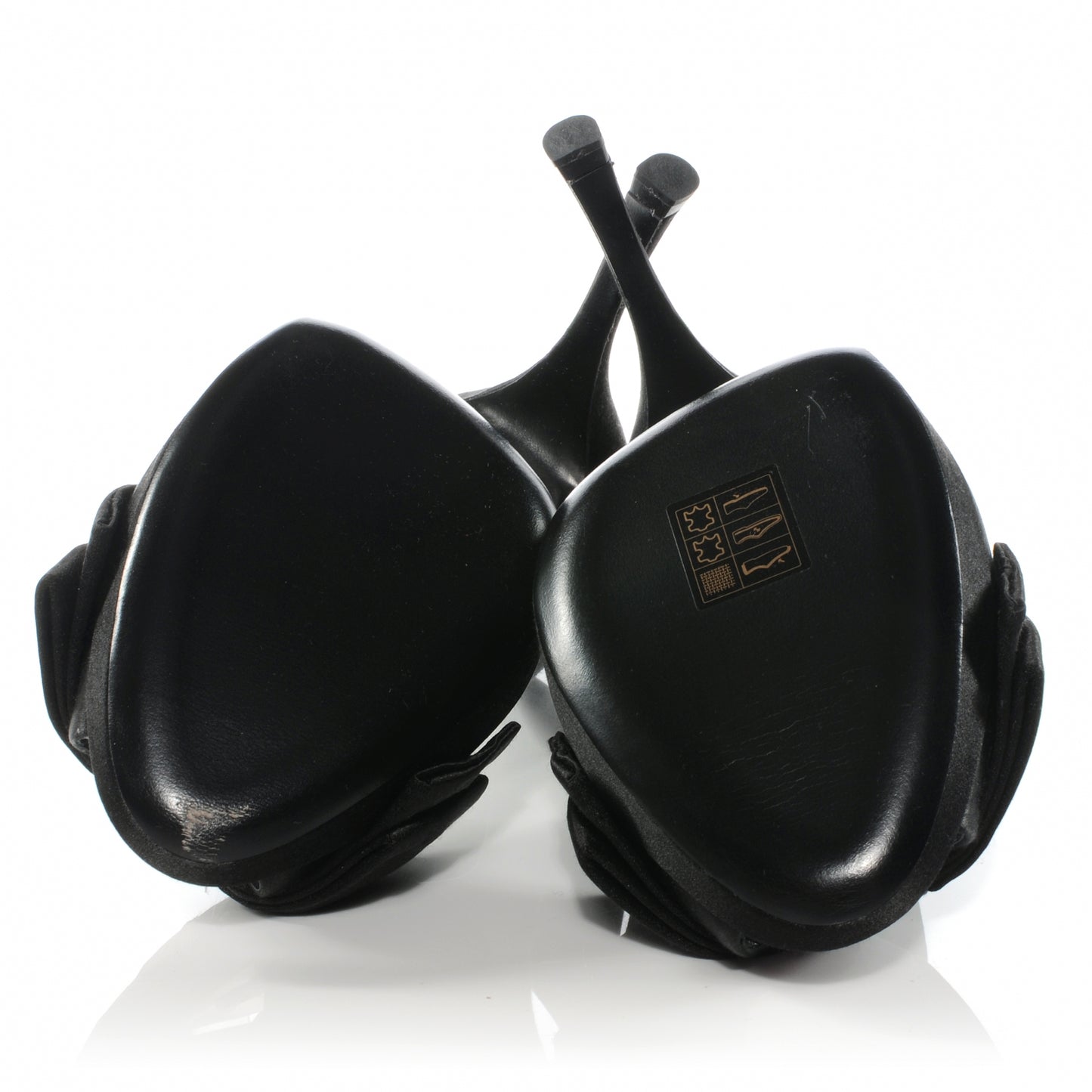Satin Peep Toe Bow Pumps Heels 38.5 Black