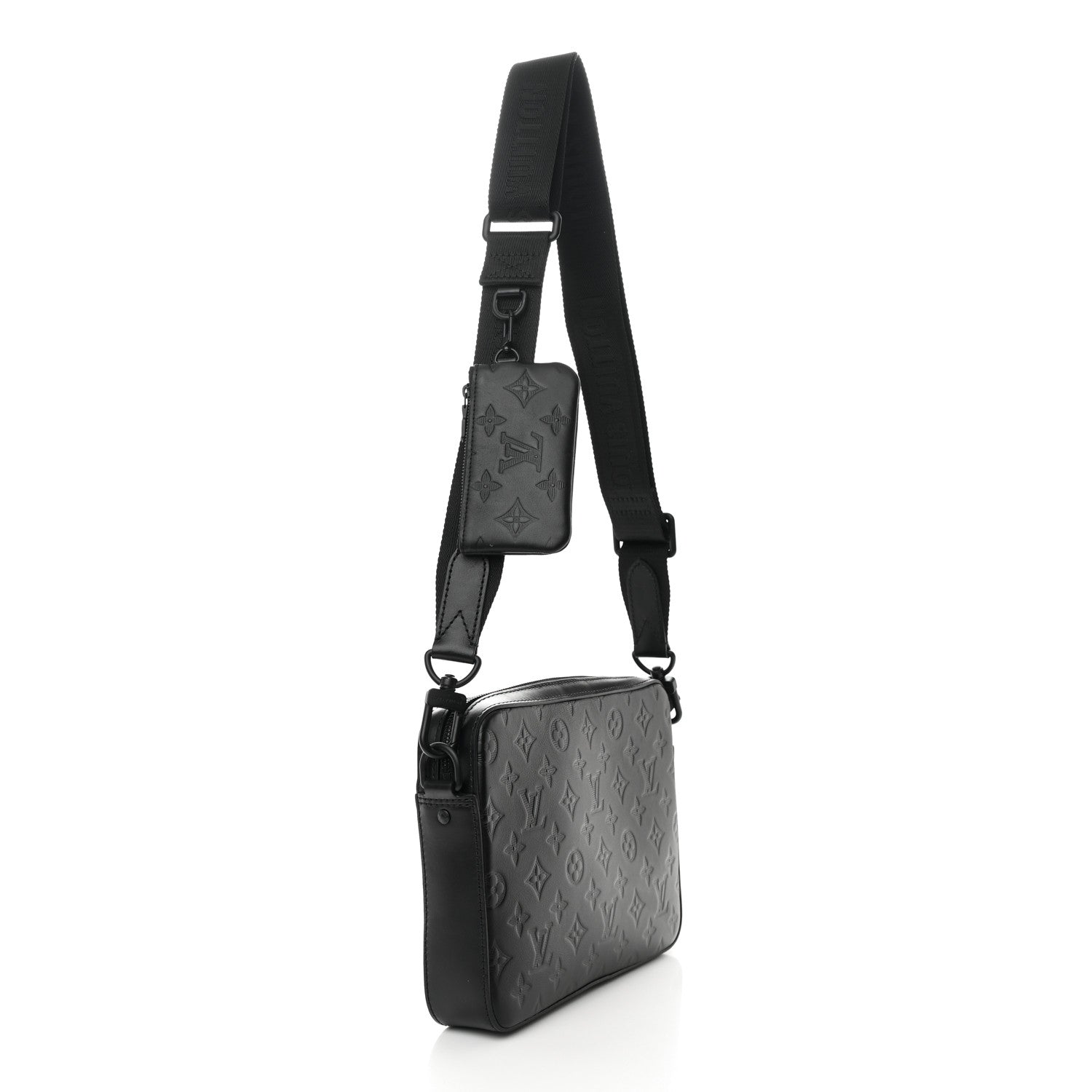 Louis Vuitton Calfskin Monogram Shadow Duo Messenger Black 2 of 11