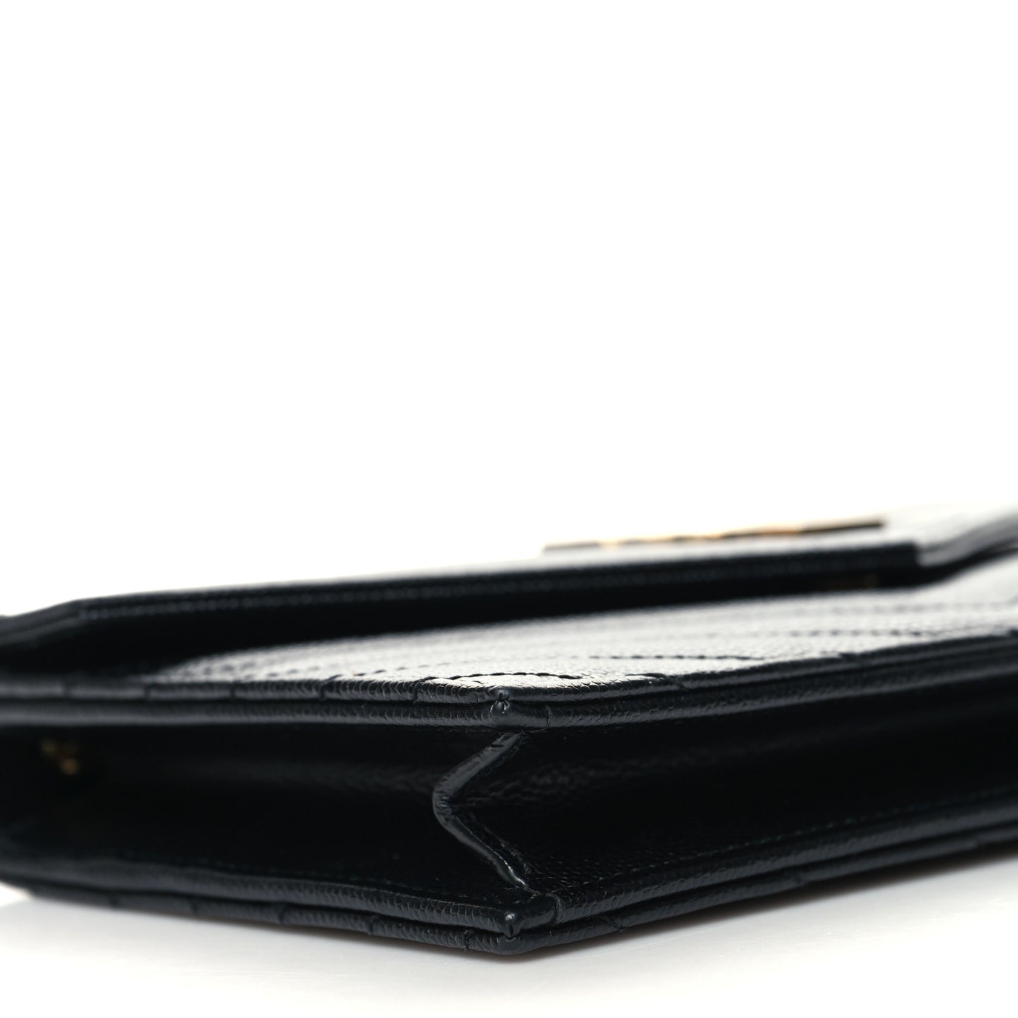 Grain De Poudre Matelasse Chevron Monogram Envelope Chain Wallet Black