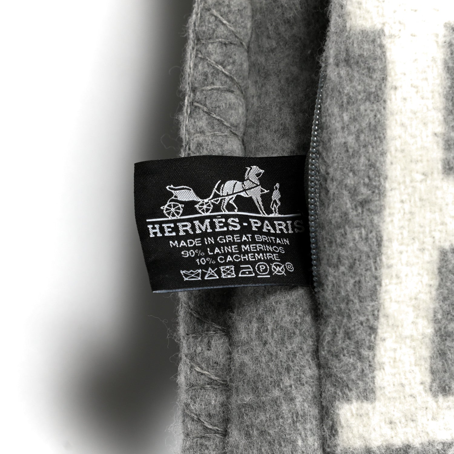 Hermes Wool Cashmere Avalon III Pillow PM Ecru Gris Clair 3 of 3