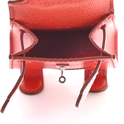Hermes Tadelakt Chevre Mysore Kelly Quelle Idole Bag Charm Rose Sakura Sanguine Nata Sesame 3 of 5