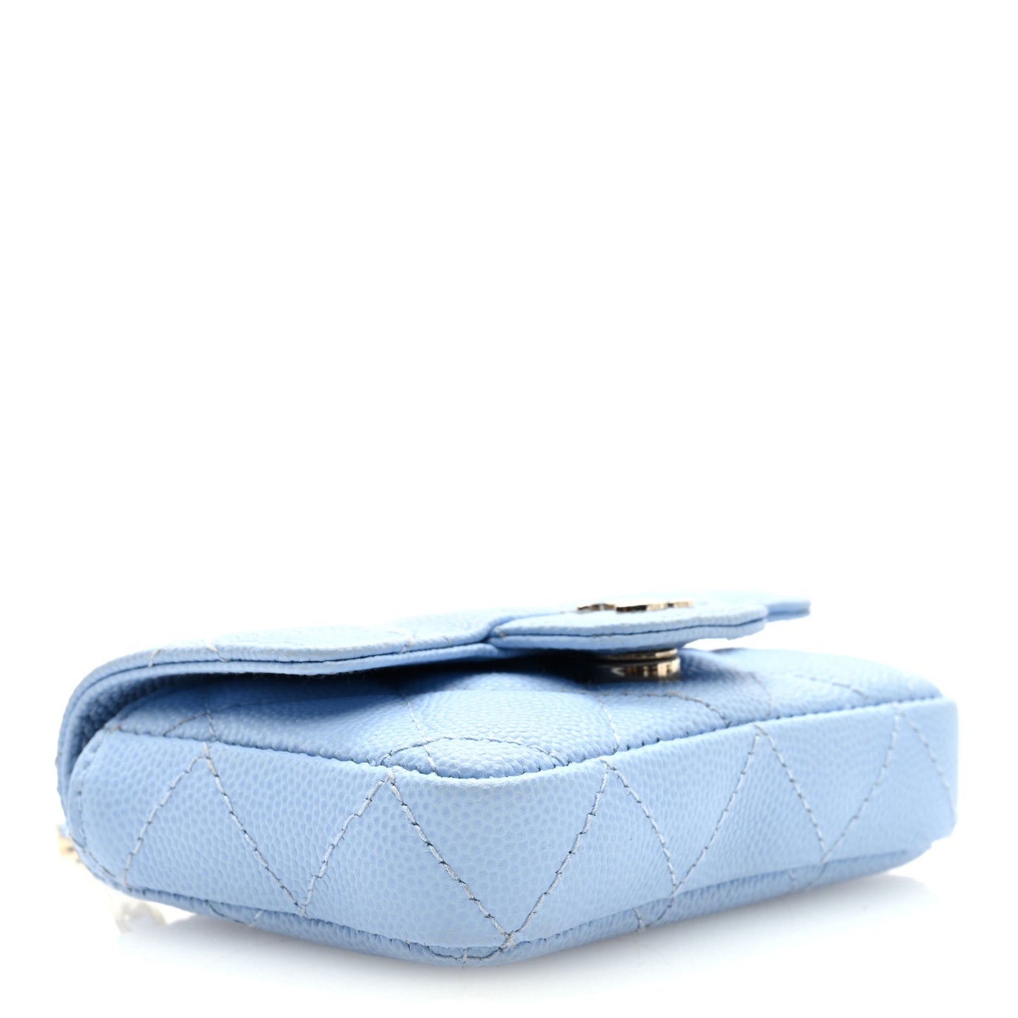 Caviar Quilted Mini Chain Belt Bag Light Blue