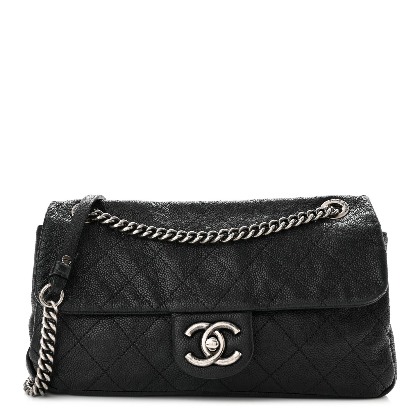 Caviar Quilted Medium Simply CC Flap Black