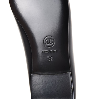 Chanel Lambskin Patent Cap Toe Ballerina Flats 38 Black 6 of 9