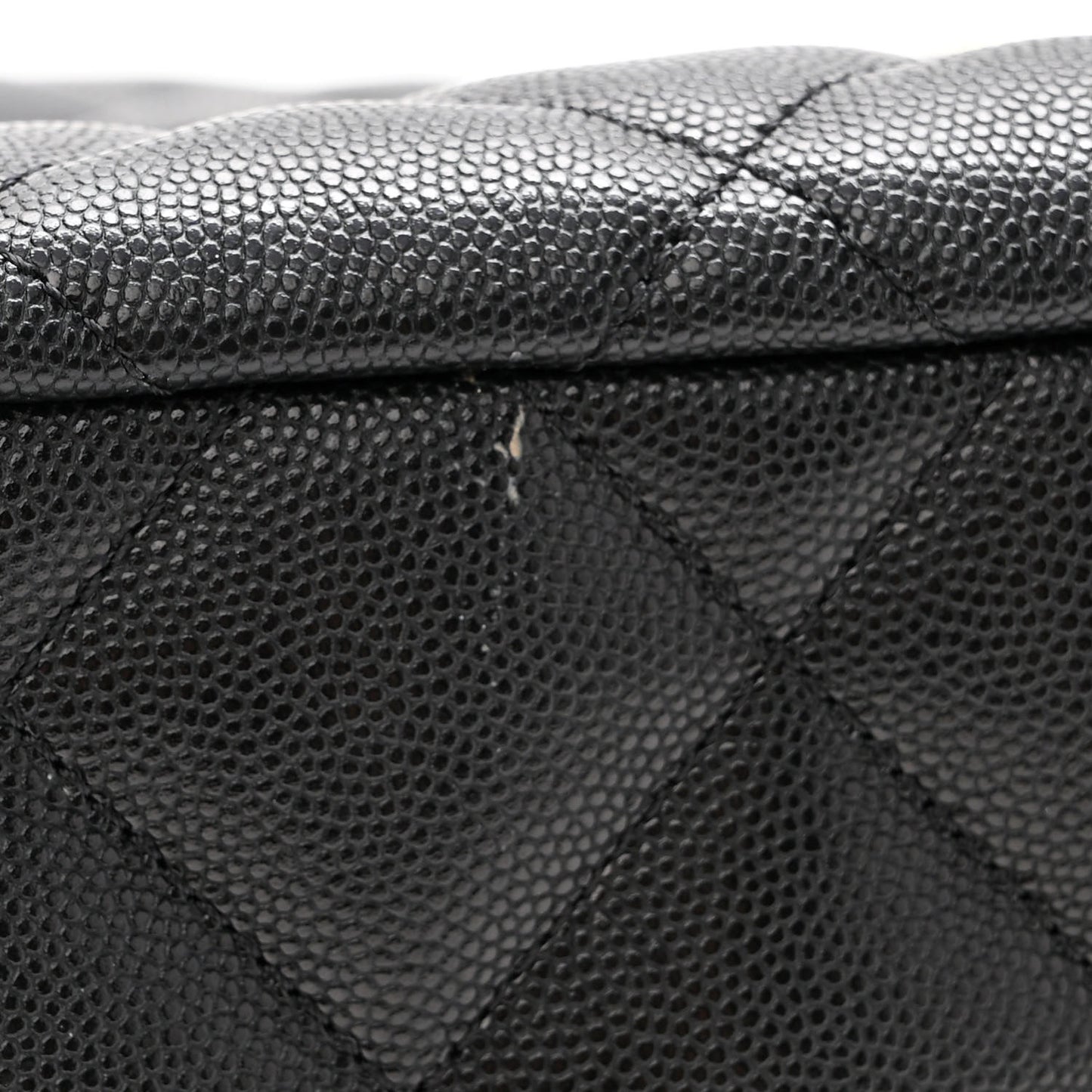 Caviar Quilted Small Shopping Tote Black
