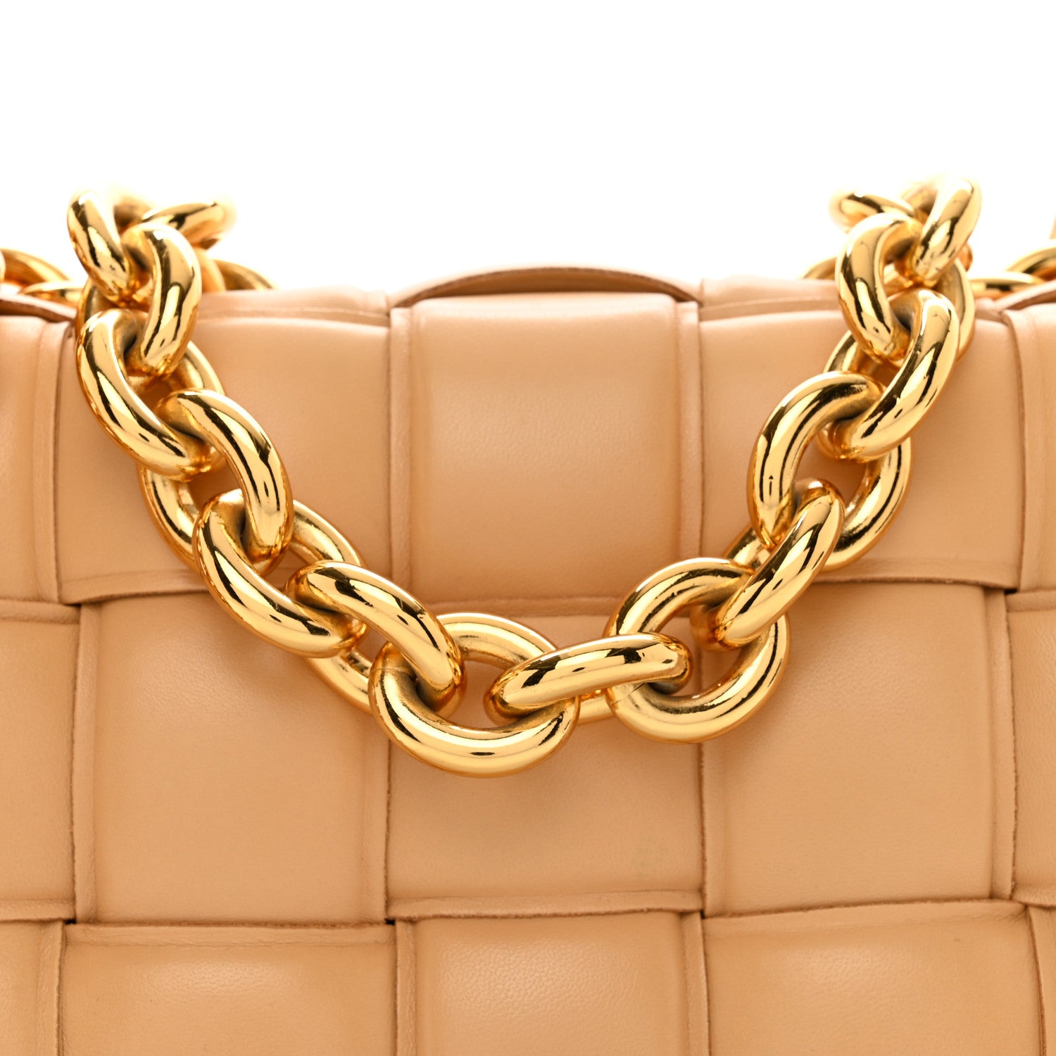 Bottega Veneta Lambskin Maxi Intreccio Padded Chain Cassette Crossbody Bag Almond 7 of 9