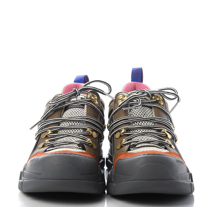 Gucci X SEGA Mesh Canvas Calfskin Womens Flashtrek Sneakers 37 White Box Pink Ardesia Loess 2 of 8