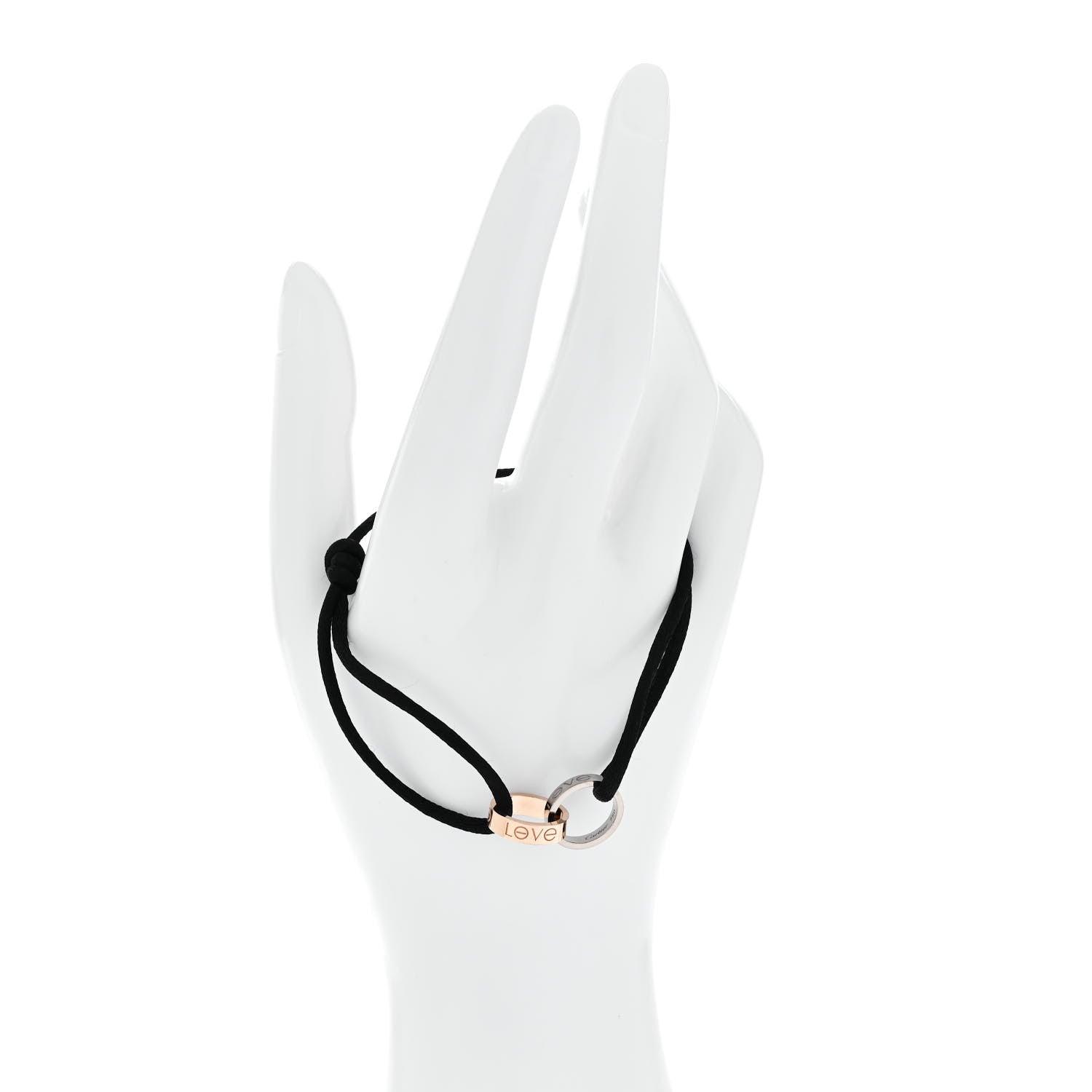 Cartier 18K White Pink Gold Charity LOVE Adjustable Cord Bracelet Black 2 of 7