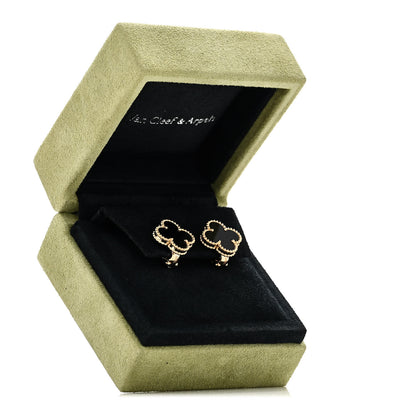 Van Cleef & Arpels 18K Yellow Gold Black Onyx Vintage Alhambra Earrings 5 of 5