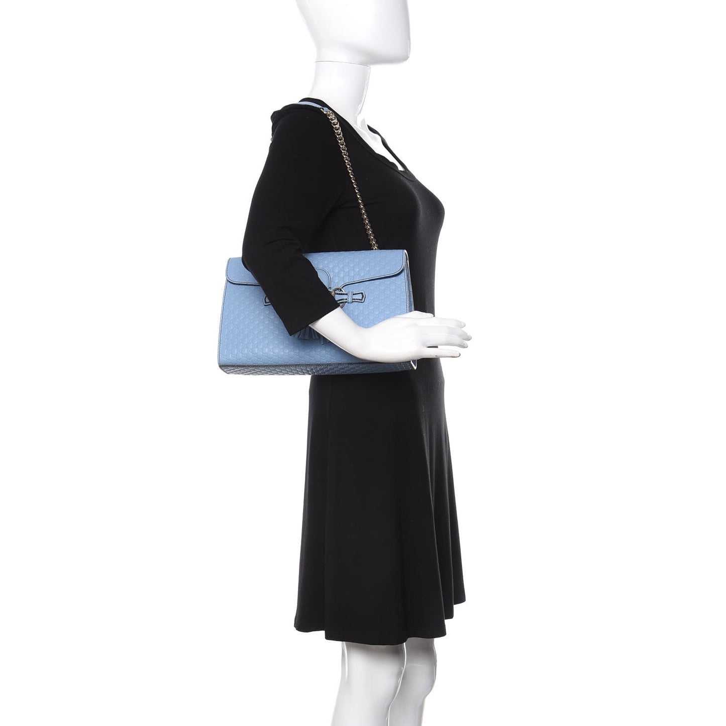 Microguccissima Medium Emily Chain Shoulder Bag Mineral Blue