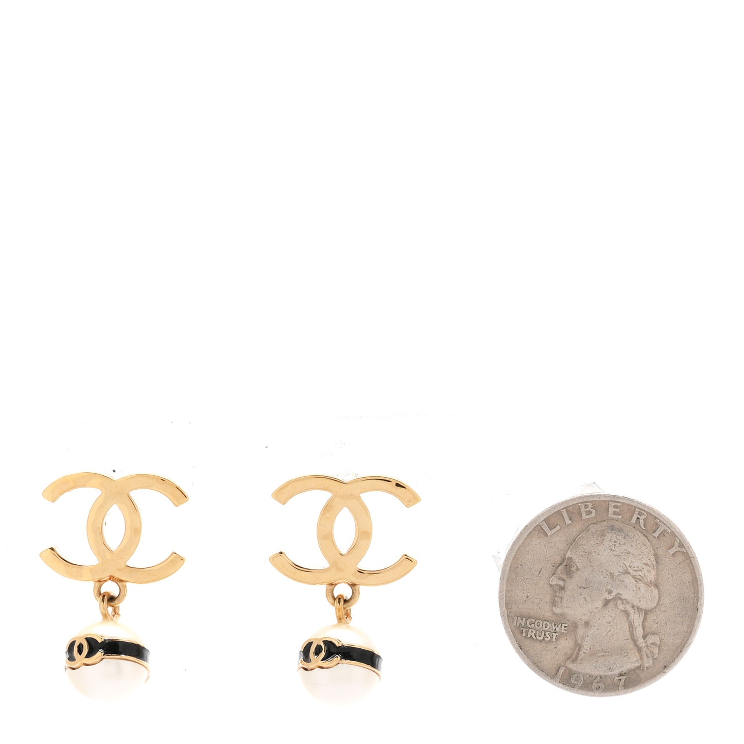Pearl CC Drop Earrings Gold