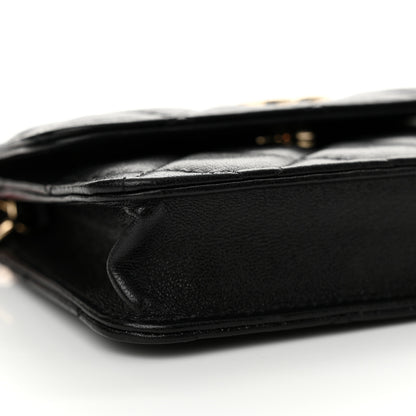 Chanel Shiny Lambskin Ribbon Quilted Flap Belt Bag Black 10 of 11