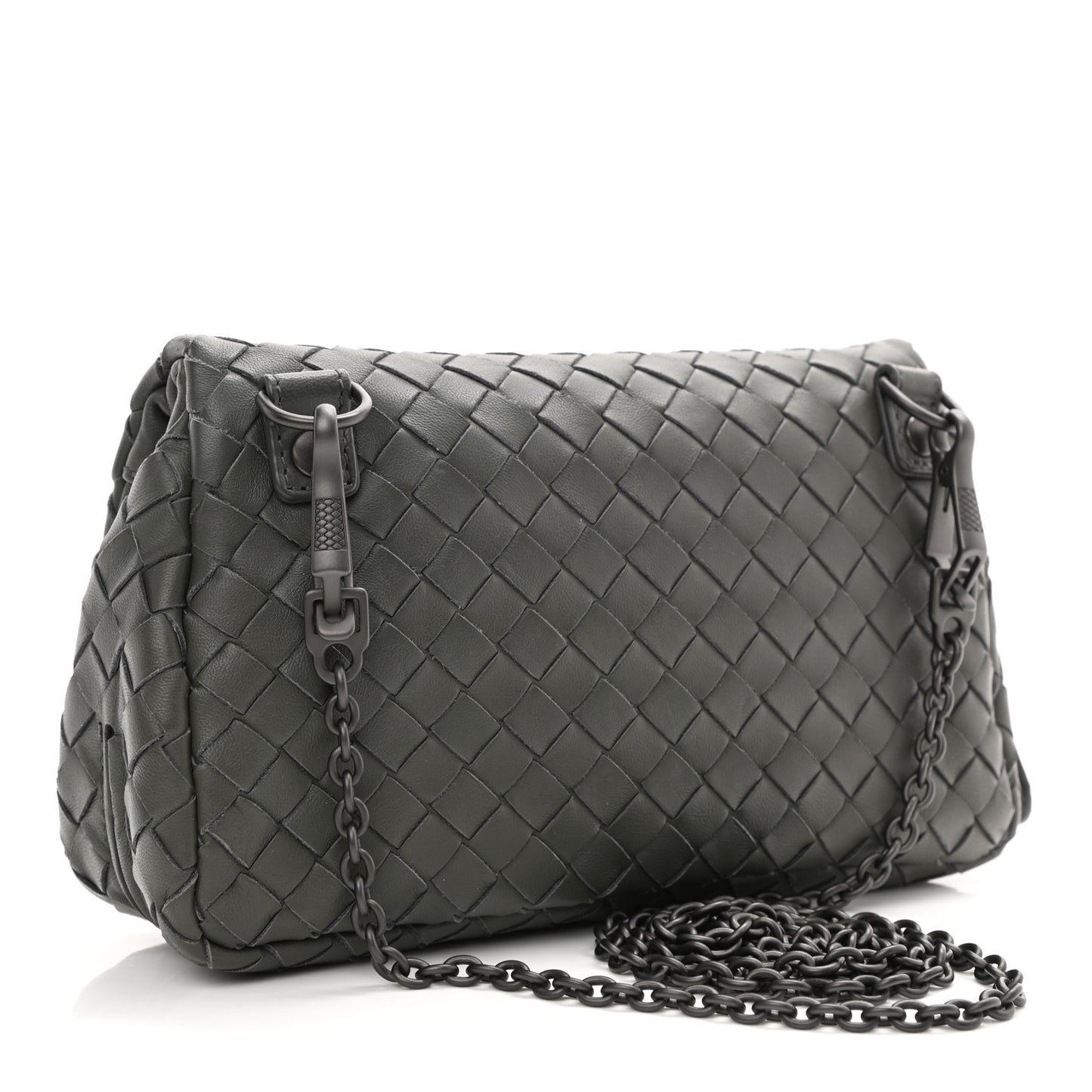 Nappa Intrecciato Mini Messenger Bag Light Grey