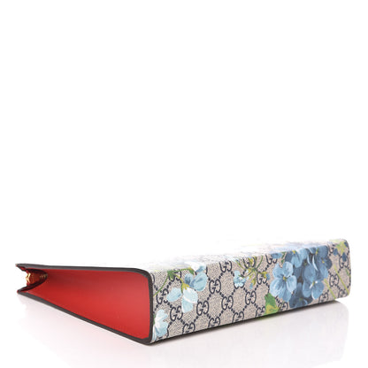 Gucci GG Supreme Monogram Blooms Large Cosmetic Case Beige Blue Navy Hibiscus Red 4 of 11