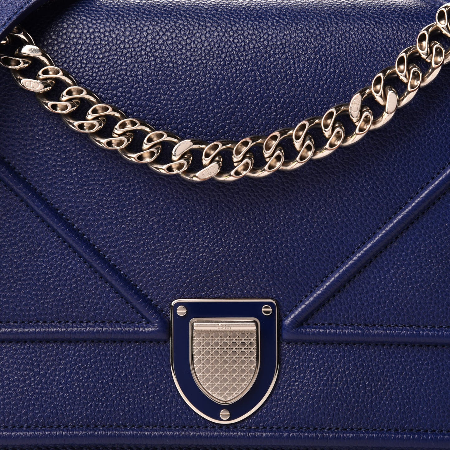 Grained Calfskin Medium Diorama Flap Bag Blue
