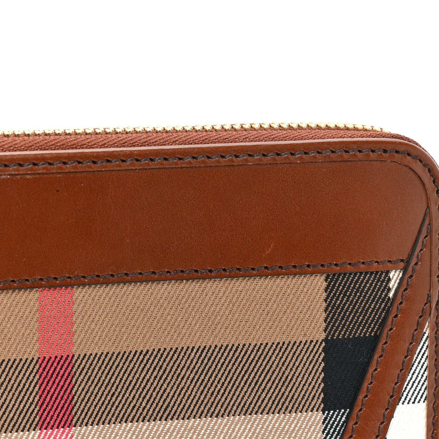 Burberry House Check Bridle Calfskin Ziggy Zip Around Wallet Dark Tan 12 of 13