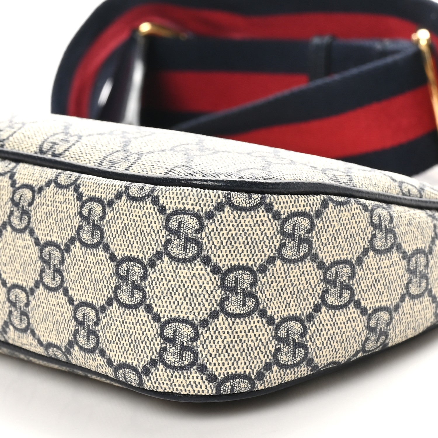 Gucci GG Supreme Monogram Textured Dollar Calfskin Web Small Ophidia GG Handbag Beige Blue 10 of 10