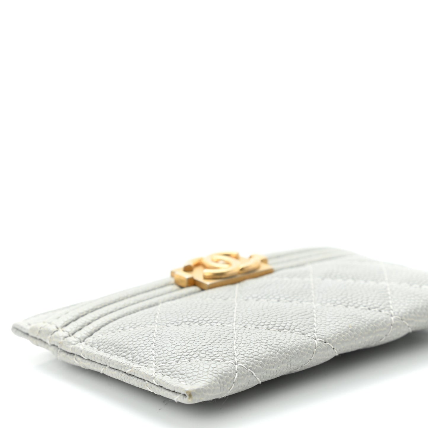 Caviar Quilted Boy Card Holder Grey